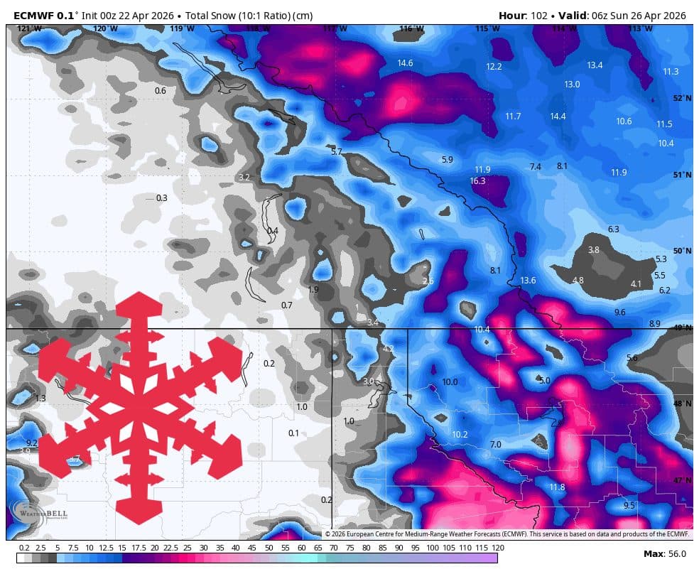 Alberta Rockies Poised for Late-Season Snowfall as British Columbia Dries Out