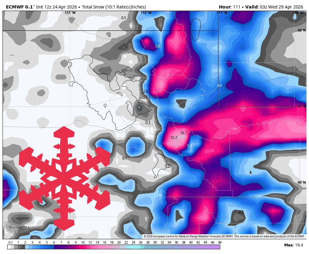 Late April Storm Cycle Targets Utah Mountains with Significant Snowfall